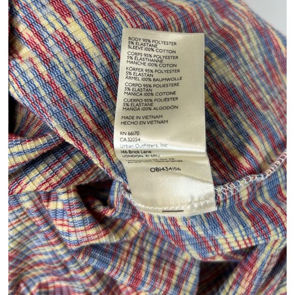 WE THE FREE Tailgate Tee Sz S Multicolor Print Raglan Striped Sleeves Retro 70s - Picture 10 of 10